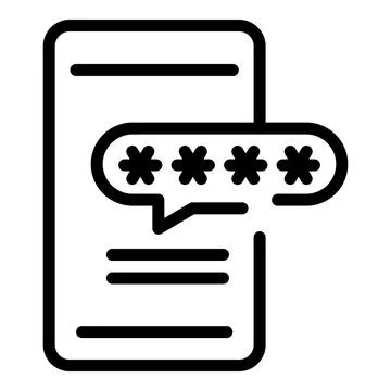 Mobile passcode icon, outline style Stock Illustration
