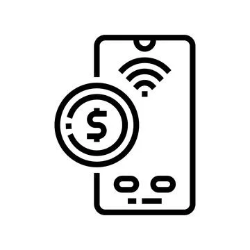 Mobile pay contactless line icon vector illustration Stock Illustration