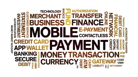 Mobile Payment animated word cloud,animation kinetic typography seamless loop. Stock Footage 300750544