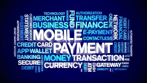 Mobile Payment animated word cloud,animation kinetic typography seamless loop. Stock Footage 300752141