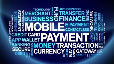 Mobile Payment animated word cloud,animation kinetic typography seamless loop. Stock Footage 300753479