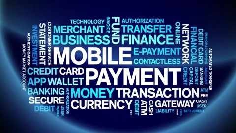 Mobile Payment animated word cloud,animation kinetic typography seamless loop. Stock Footage 300754082