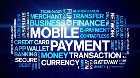 Mobile Payment animated word cloud,animation kinetic typography seamless loop. Stock Footage 300754626