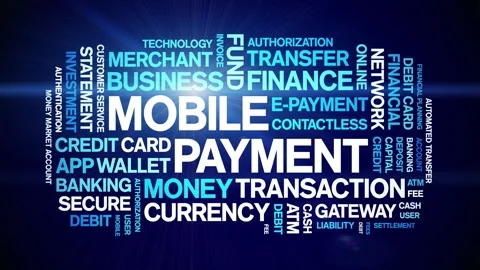 Mobile Payment animated word cloud,animation kinetic typography seamless loop. Stock Footage 300755222