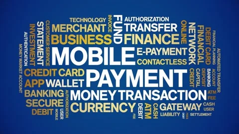 Mobile Payment animated word cloud,animation kinetic typography seamless loop. Stock Footage 300757155
