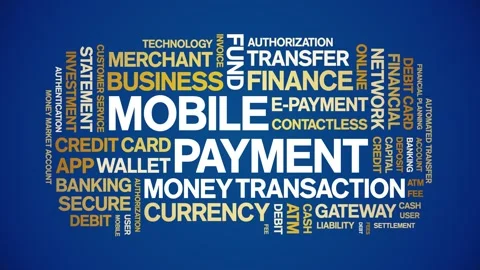 Mobile Payment animated word cloud,animation kinetic typography seamless loop. Stock Footage 300759008