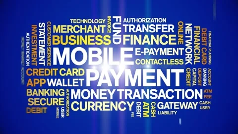 Mobile Payment animated word cloud,animation kinetic typography seamless loop. Stock Footage 300761055
