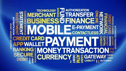 Mobile Payment animated word cloud,animation kinetic typography seamless loop. Stock Footage 300761892