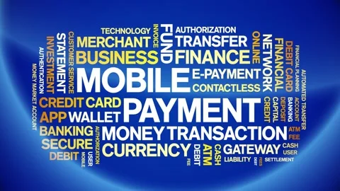 Mobile Payment animated word cloud,animation kinetic typography seamless loop. Stock Footage 300763394