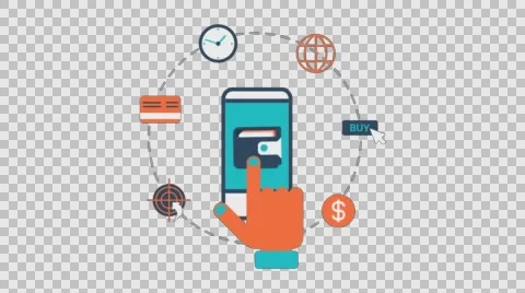 Mobile Payment Animation Transparent Vector Motion Graphics Loop Stock Footage 59408803