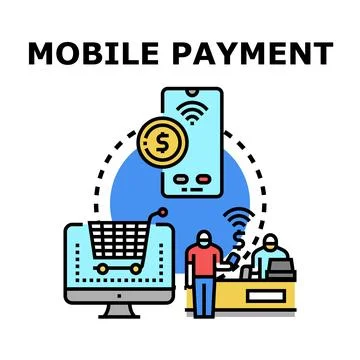 Mobile payment application and online retail purchasing concept Stock Illustration