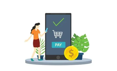 Mobile payment business app technology with digital banking concept Stock Illustration