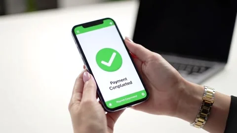 Mobile Payment Completed Confirmation Screen Stock Footage 311054919