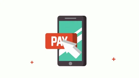 Mobile payment concept animation with digital button click and arrow cursor.. Stock Footage 339269288