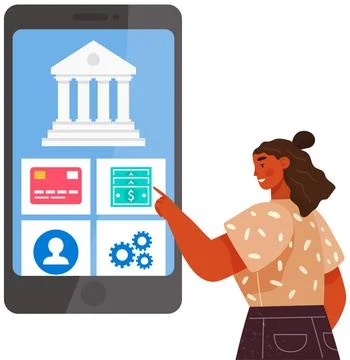 Mobile payment concept. Pay bills online banking. Using mobile phone to bank and イラスト素材