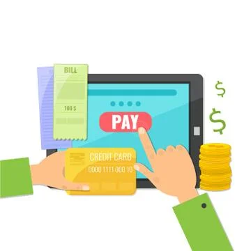 Mobile payment concept. Paying bills online Stock Illustration