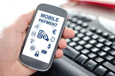 Mobile payment concept on a smartphone Stock Photos