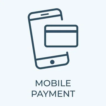 Mobile payment editable stroke thin vector line icon. Stock Illustration