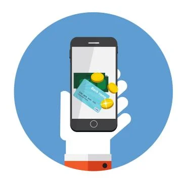 Mobile Payment Flat Concept Vector Illustration Stock Illustration