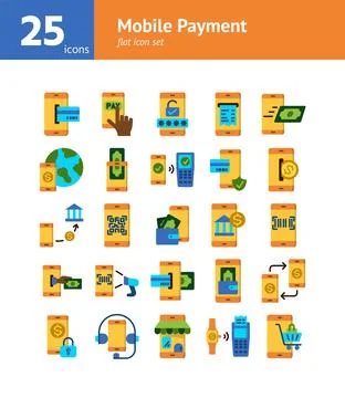 Mobile Payment flat icon set. Vector and Illustration. Stock-Illustration