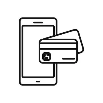 Mobile payment icon Black line art vector logo Stock Illustration