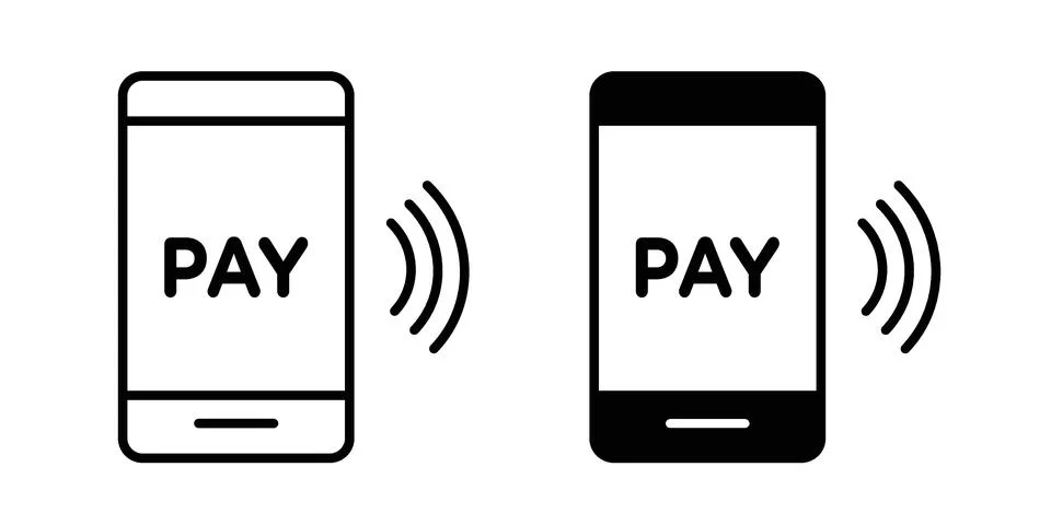 Mobile payment icon bundle for website design projects Stock Illustration