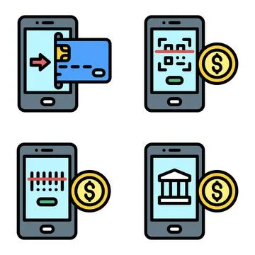 Mobile payment icon set 2 Payment related vector Stock-Illustration