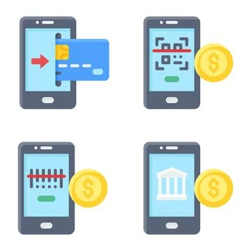 Mobile payment icon set 2 Payment related vector Stock-Illustration