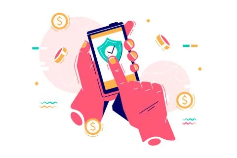 Mobile payment via internet app Stock Illustration