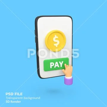 Mobile payment isolated 3d render icon illustration PSD Template