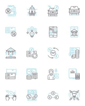 Mobile payment linear icons set. Wallet, Contactless, Transaction, Digital, NFC Stock-Illustration