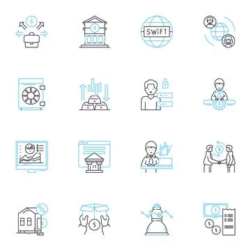 Mobile payment linear icons set. Wallet, Contactless, Transaction, Digital, NFC Stock-Illustration