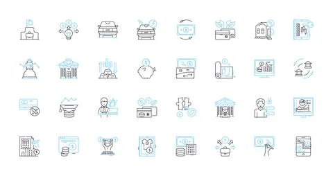 Mobile payment linear icons set. Wallet, Contactless, Transaction, Digital, NFC Stock-Illustration