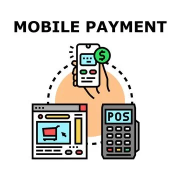 Mobile payment methods for online transactions and shopping Stock Illustration