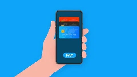 Mobile payment. NFC smart phone concept icon in flat style. Motion graphics. Stock Footage 156584518