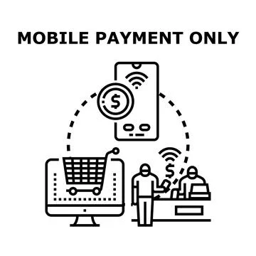 Mobile payment only system for online shopping Stock Illustration