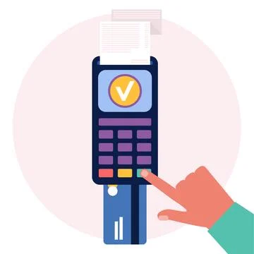 Mobile payment via payment terminal Stock Illustration