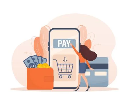 Mobile payment people. Flat isometric vector illustration. Qr code, mobile Illustrazione stock