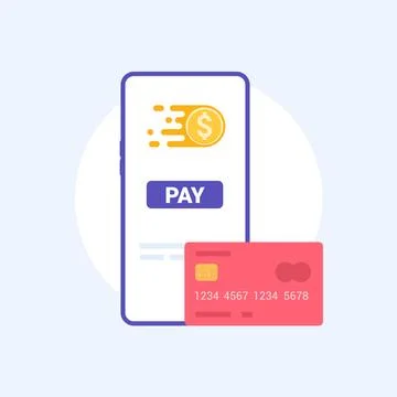 Mobile payment phone digital electronic card. Mobile payment icon smartphone Stock Illustration