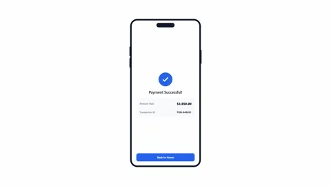 Mobile payment processing animation showing transaction success. 4K Vidéo 345495375