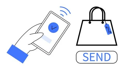 Mobile Payment Processing for Quick Online Purchases and Contactless Shoppi.. Stock Illustration