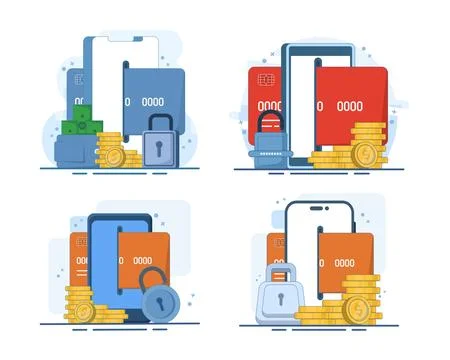 Mobile payment protection set Stockillustratie