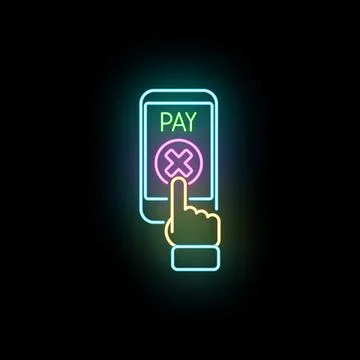 Mobile payment rejection through app on smartphone screen Stock Illustration