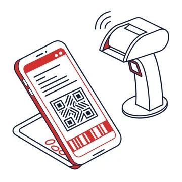 Mobile Payment Scan Icon Minimal Outline Vector Stock Illustration