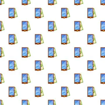 Mobile payment seamless pattern with smartphone and currency Illustrazione stock