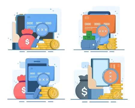 Mobile payment security set Illustrazione stock