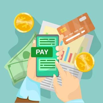 Mobile Payment Services Concept Vector Illustrazione stock