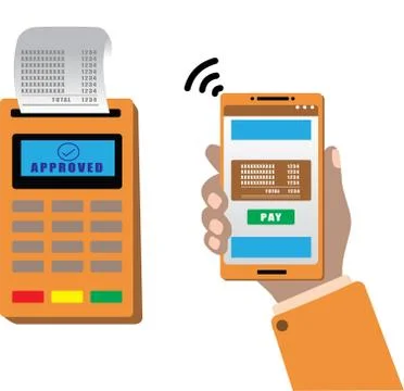 Mobile payment via smartphone. Stock Illustration