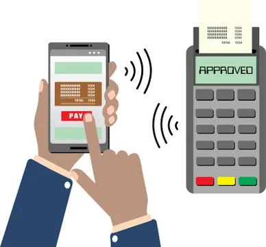 Mobile payment via smartphone Stock Illustration