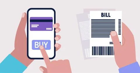 Mobile payment via smartphone Stock Illustration